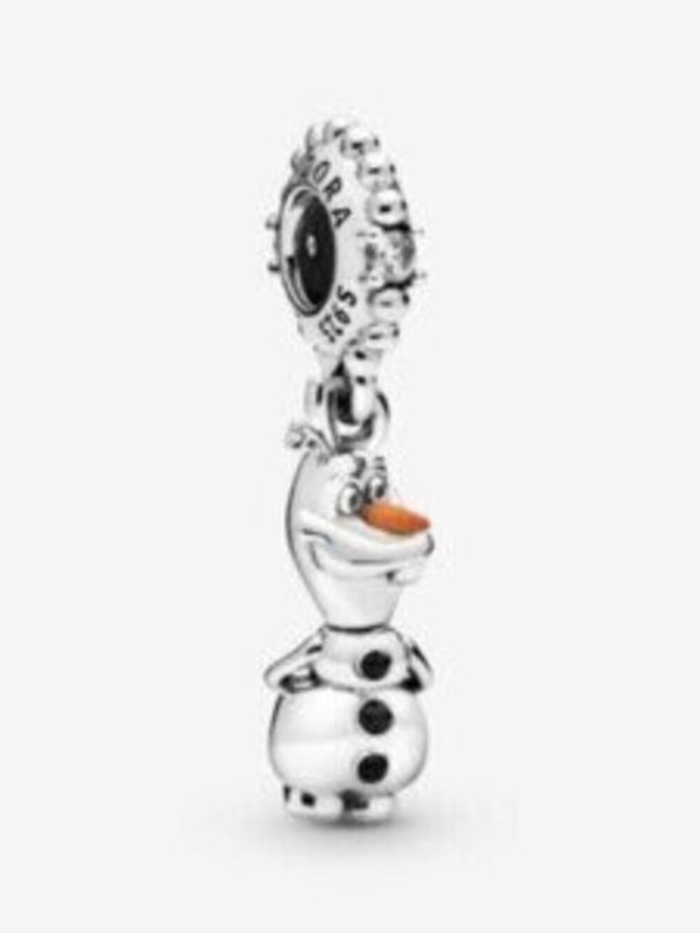 Pandora Silver Snowman Dangle Charm with Orange Accent